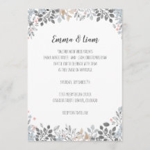 Faire-part de mariage floral bleu botanique