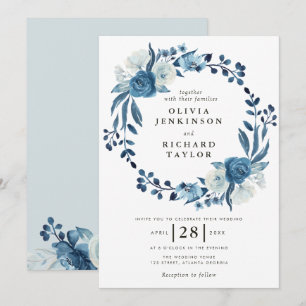 faire-part de mariage floral bleu-duché
