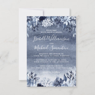 Faire-part de mariage floral bleu rustique