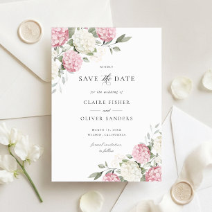 Faire-part de mariage Floral Blush Rose Hydrangea
