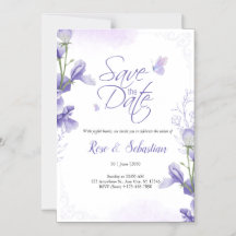 Faire-part de mariage floral bohème et violet