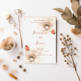 faire-part de mariage floral boho à l'économie de 