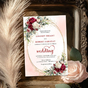 Faire-part de mariage floral boho chic Bourgogne t