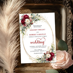 Faire-part de mariage floral botanique boho Bourgo