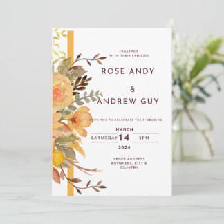 Faire-part de mariage floral, carte d'invitation n