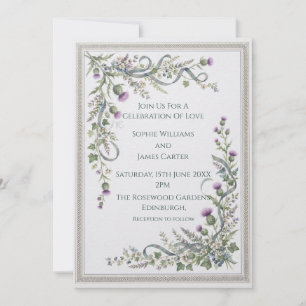 Faire-part de mariage floral celtique argent