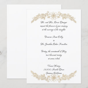 Faire-part de mariage Floral Chic Gold Foil