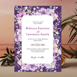 Faire-part de mariage floral chic lavande violette