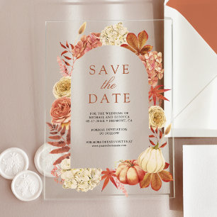 Faire-part de mariage floral citrouille en terre c