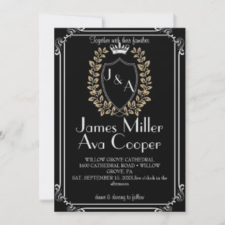 Faire-part de mariage Floral Classique Monogram Cr
