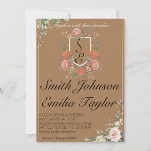 Faire-part de mariage Floral Classique Monogram Cr