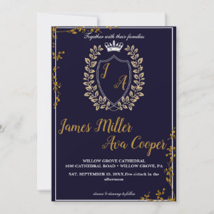 Faire-part de mariage Floral Classique Monogram Cr