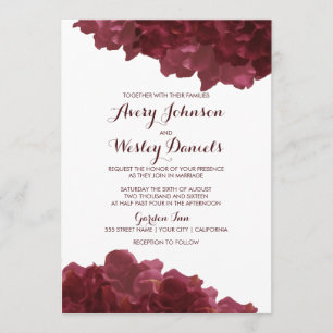 Faire-part de mariage floral couleur vin