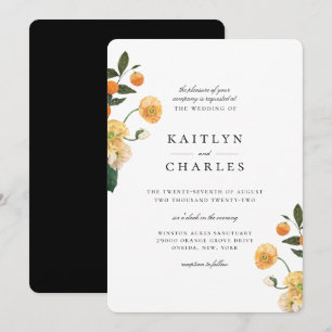 Faire-part de mariage Floral d'agrumes orange