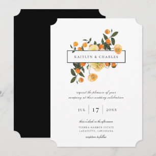 Faire-part de mariage Floral d'agrumes orange