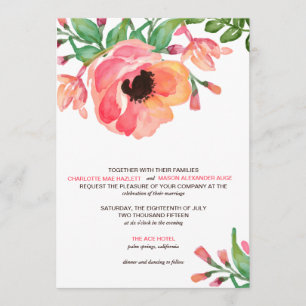 Faire-part de mariage FLORAL d'AQUARELLE MODERNE