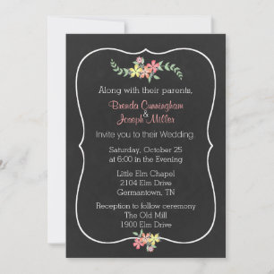 Faire-part de mariage floral de Chalkboard Look