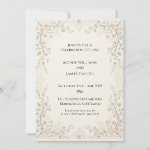 Faire-part de mariage floral de jardin vintage
