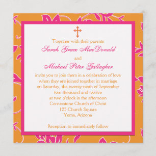 Faire-part de mariage floral de la tangerine rose