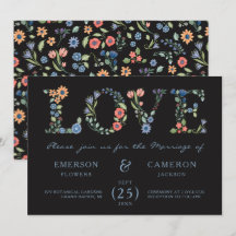 Faire-part de mariage floral de minuit AMOUR