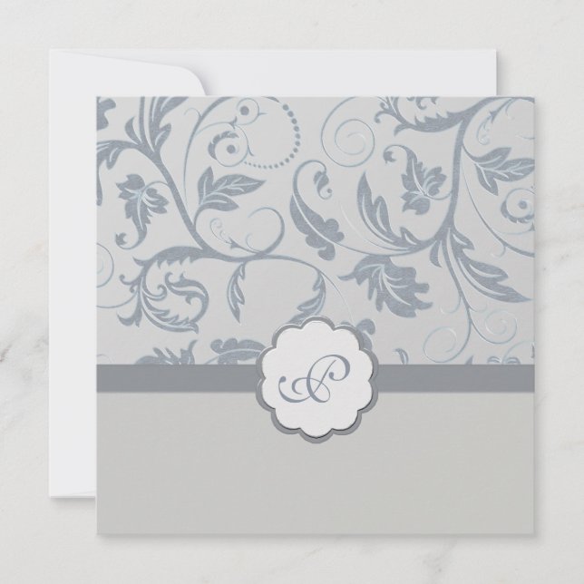 Faire-part de mariage floral de monogramme (Devant)