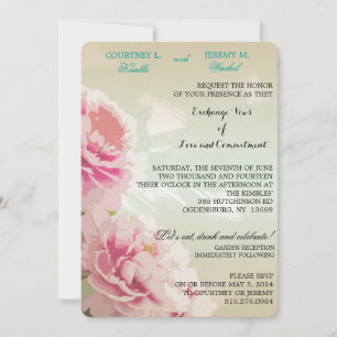 Faire-part de mariage floral de Pink Peonies