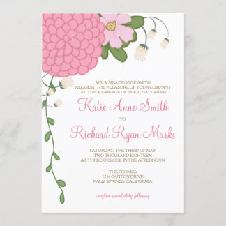 Faire-part de mariage floral de pivoine