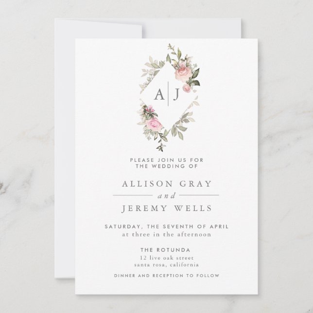 Faire-part de mariage floral de printemps (Devant)