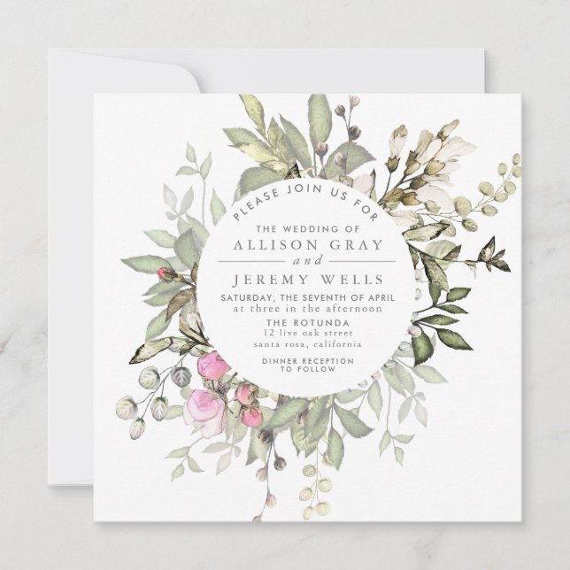 Faire-part de mariage floral de printemps (Devant)