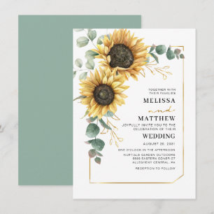 Faire-part de mariage floral de tournesol Eucalypt
