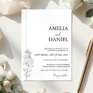 Faire-part de mariage floral Delphinium minimalist