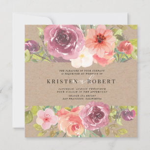 Faire-part de mariage floral d'été rustique