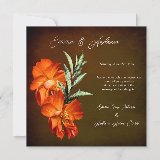 Faire-part de mariage floral ectique du coucher du (Devant)