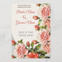 Faire-part de mariage floral élégant aux pêches et