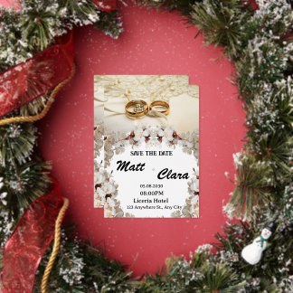 Faire-part de mariage floral élégant de bague