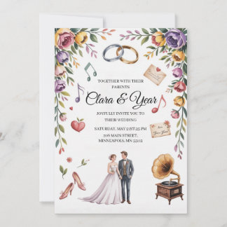 Faire-part de mariage floral élégant | Jardin roma