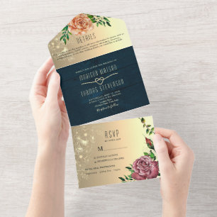Faire-Part de Mariage Floral en Bois Rustique Tout