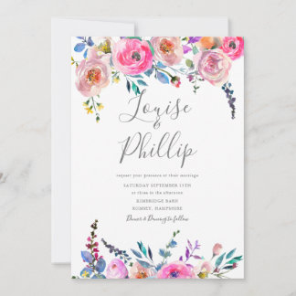 Faire-part de mariage floral en fleurs printanière
