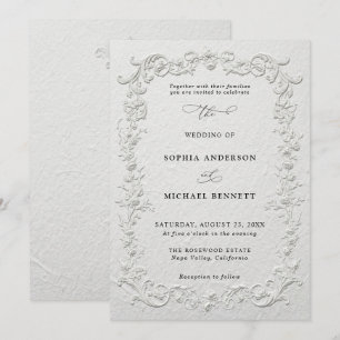 Faire-part de mariage floral en relief faux