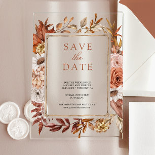 Faire-part de mariage floral en terre cuite