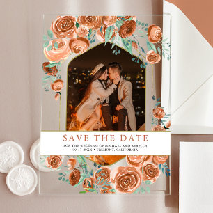 Faire-part de mariage floral en terre cuite