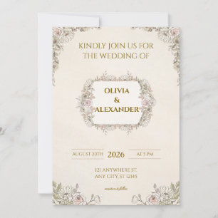 Faire-part de mariage floral Fleurs chaleureuses