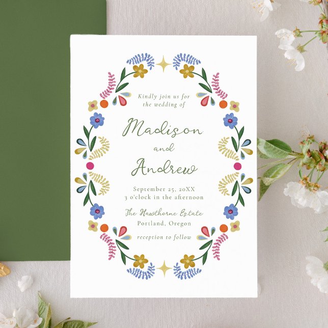 Faire-part de mariage floral folklorique fantaisis (Créateur téléchargé)