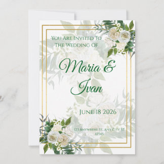 Faire-part de mariage floral géométrique or élégan
