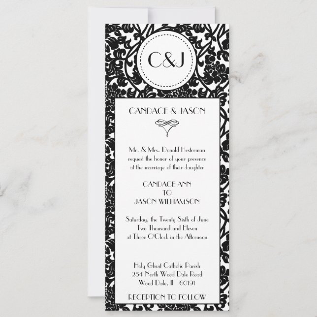 Faire-part de mariage floral gothique de (Devant)