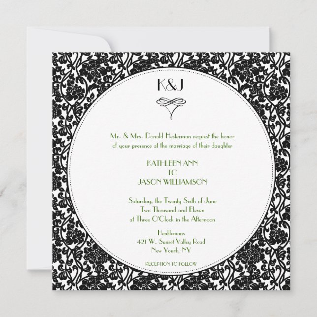 Faire-part de mariage floral gothique de (Devant)