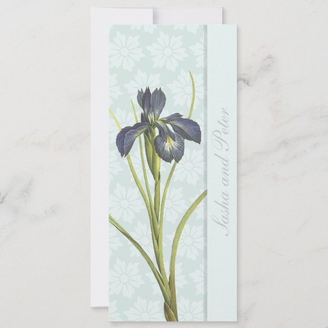 Faire-part de mariage Floral Iris Bleu (Devant)