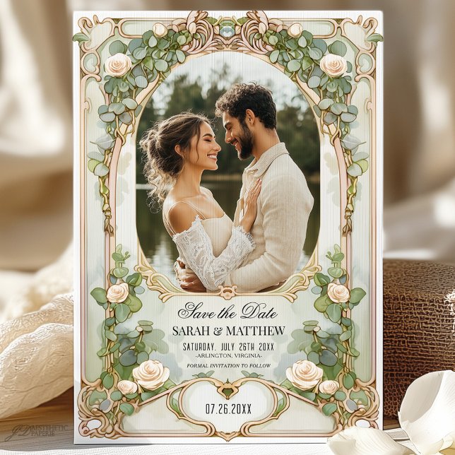 Faire-part de mariage floral ivoire et or (Créateur téléchargé)