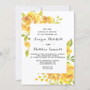 Faire-part de mariage floral jaune