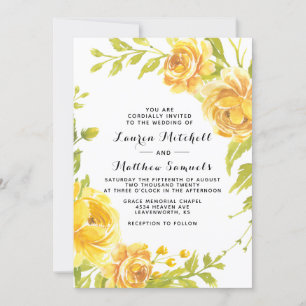 Faire-part de mariage floral jaune